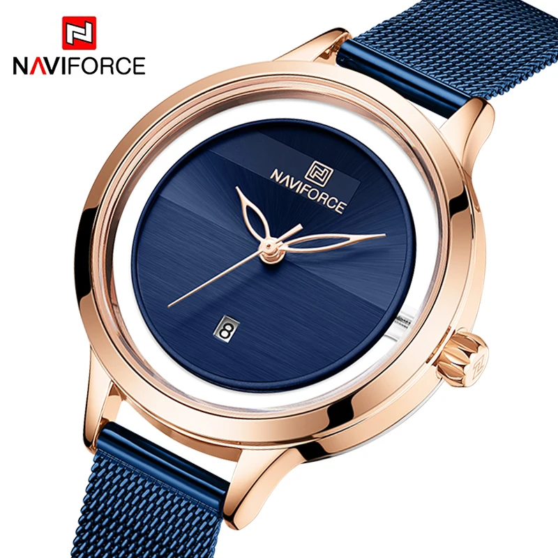 

NAVIFORCE Womens Watches Ladies Business Casual Quartz Wristwatch Waterproof Stainless steel Luxury Clock Girls Relogio Feminino