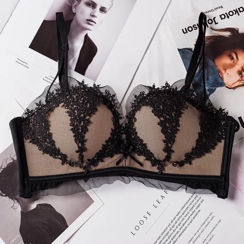 Black Roseheart женский модный красный розовый сексуальный комплект нижнего белья мягкие бюстгальтеры беспроводной бюстгальтер наборы хлопковые трусики женский комплект нижнего белья 70A 75B 80B - Цвет: Black