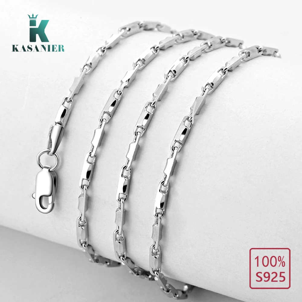 KASANIER New 2020 Woman Fine S925 Sterling Silver 1.8mm Necklace Chains With Lobster Clasps For Man and Gift Italy jewelry | Украшения и
