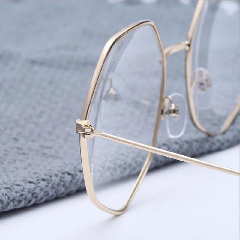 Винтажные большие шестигранные очки SAOIOAS ретро в металлической оправе с