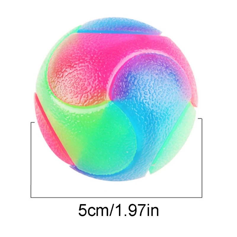 

2 Pcs Elastic Colorful Flash Ball Light Up Dog Flashing Bite Resistant Molar Puzzle Pet Interactive Treats Toy for Puppy