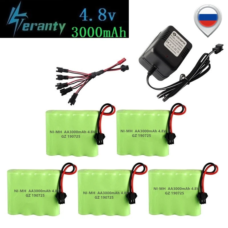 4 8 v 3000mAh батарея и зарядное устройство для RC автомобилей Роботы танки пистолет