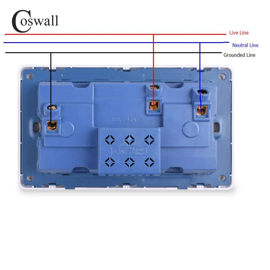 Настенная розетка Coswall двойная Универсальная Розетка с переключателем на 5