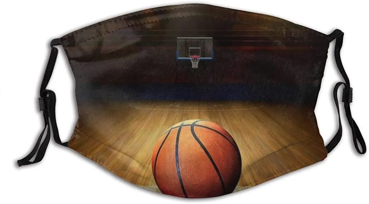 

The Basketball Washable Cloth Face Mask Reusable And Adjustable Protective Fabric Face Scarf With Dust Filter Pocket Black