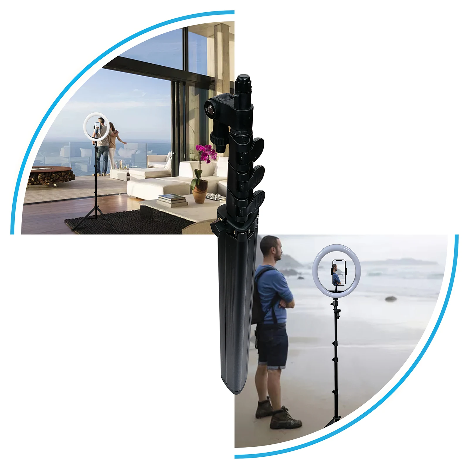 

1.6meters/62.88 inch Tripod Phone Holder Trigger Tripod Light Photography Tripod Stand Adjustable for Selfie Live Broadcast