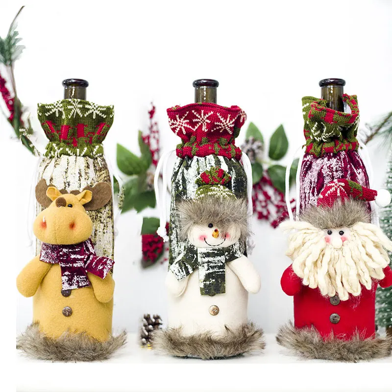 Год подарок Санта Клаус винная бутылка пылезащитный чехол Xmas Noel рождественские украшения для дома Navidad декор для обеденного стола