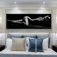 nude portrait art poster print on canvas painting sexy sleeping black and white women wall art picture for living room decor