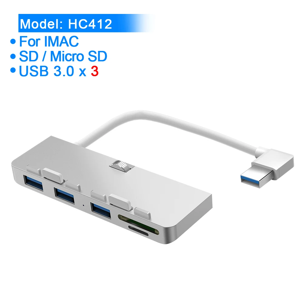 HC412 Rocketek алюминиевый сплав usb 3,0 концентратор 3 порта адаптер сплиттер с SD/TF кард-ридер для iMac 21,5 27 PRO тонкий компьютер Unibody - Цвет: HC412