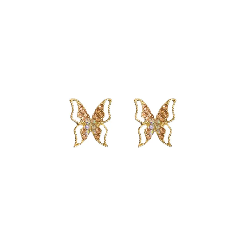 

2021 New Korean Rhinestone Butterfly Studs Women's Sterling Silver Needle Beautiful Fashion Earrings New Fashion Jewelry