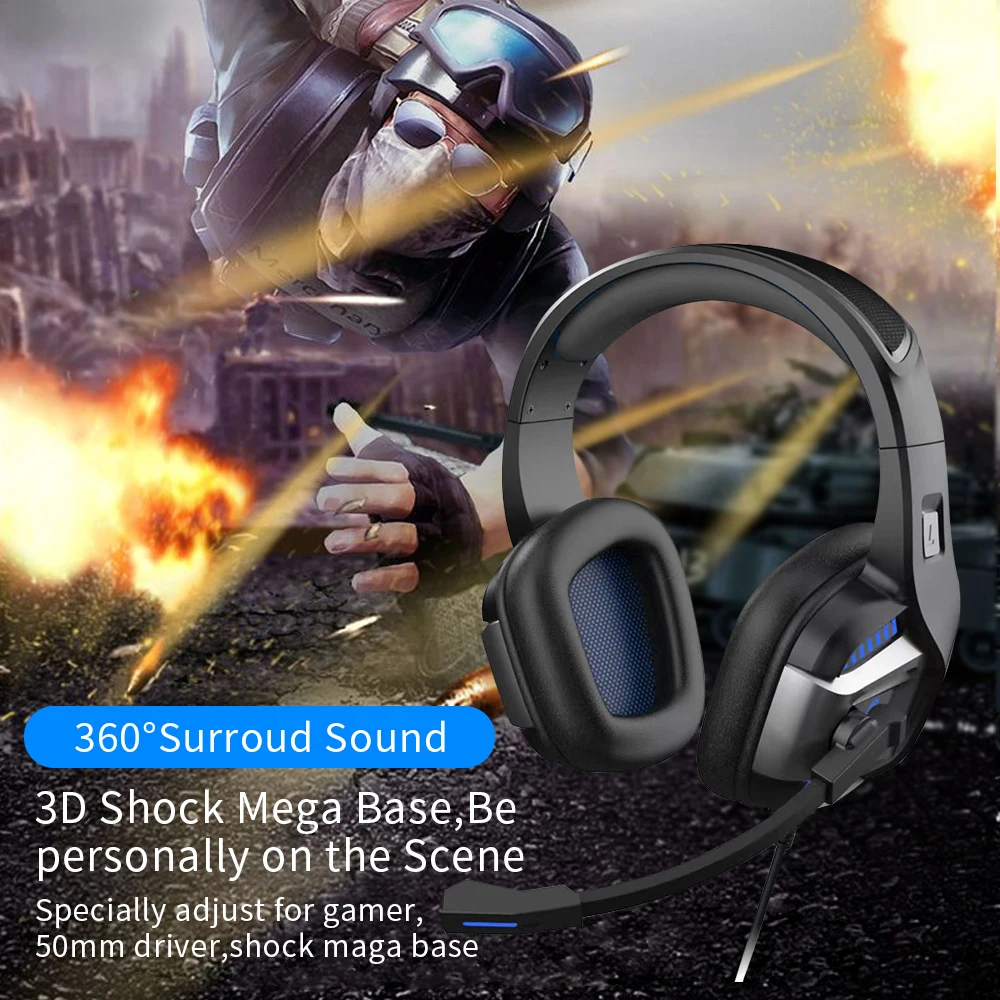 professional gamer headset led light 3d wired headphone for ps4 ps5 fifa 21 xbox laptop pc gaming headphones noise reducetion free global shipping