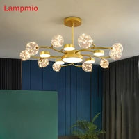 golden chandelier with round glass lampshades for living room black hanging dinning lamp master bedroom lustres