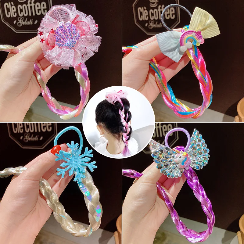 Детский цветной парик плетеная цветная веревка для девочек маленьких принцесса