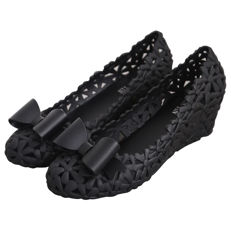 

Beige Heeled Sandals 2021 Women's Ladies Shoes Summer Clogs Wedge Black New Fashion Comfort Bow Girls Jelly Elastic Band Beach