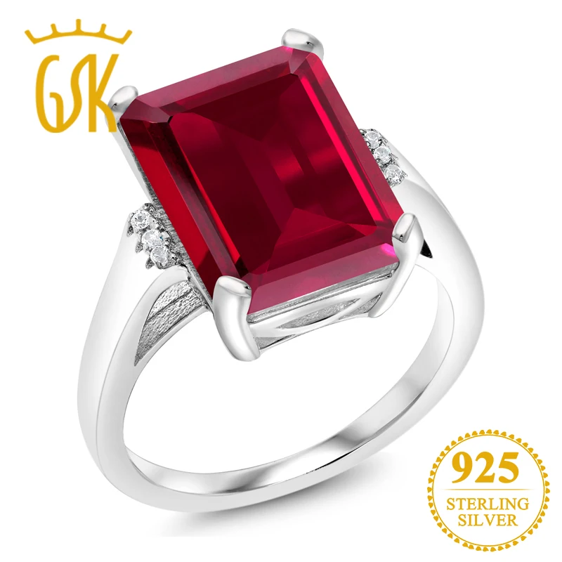 Женское Винтажное кольцо GemStoneKing красное с изумрудной огранкой 925 пробы
