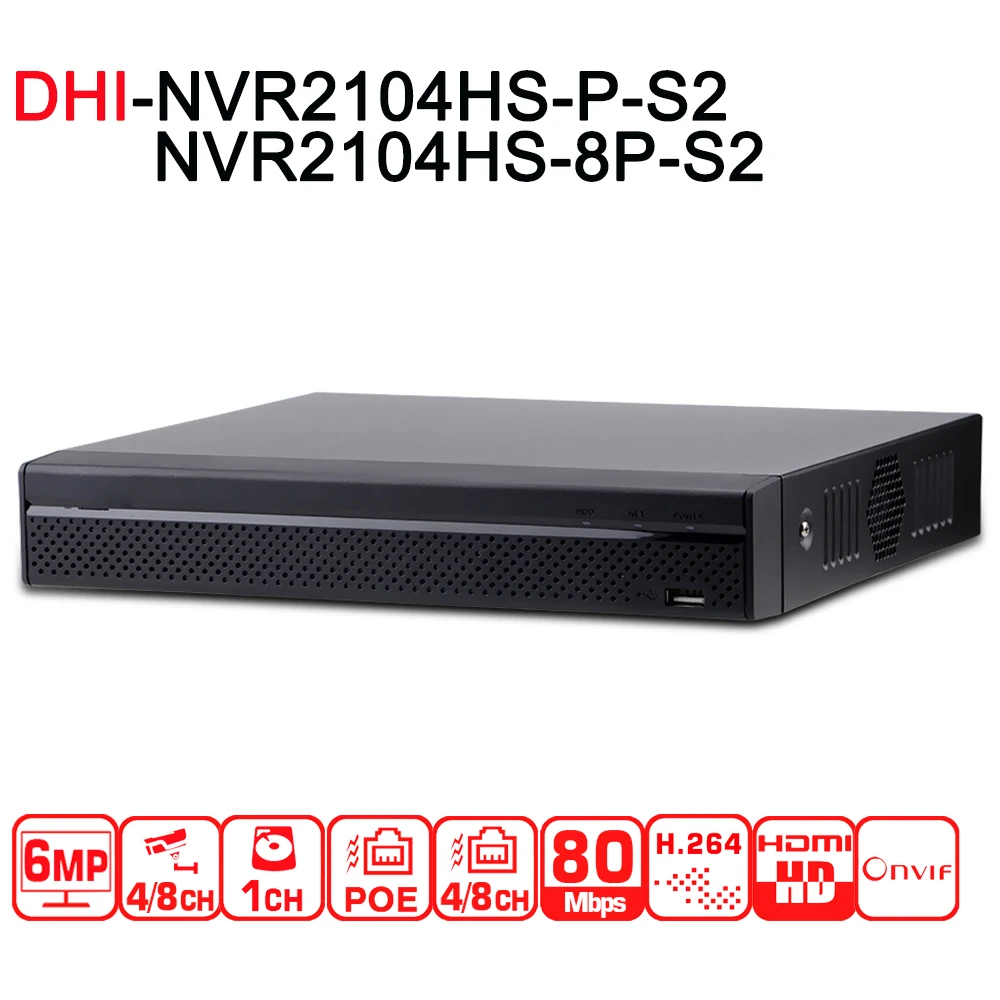 4-канальный POE NVR2104HS-P-S2 8CH NVR2108HS-8P-S2 Сетевой Видео Регистраторы Full HD 6MP Запись