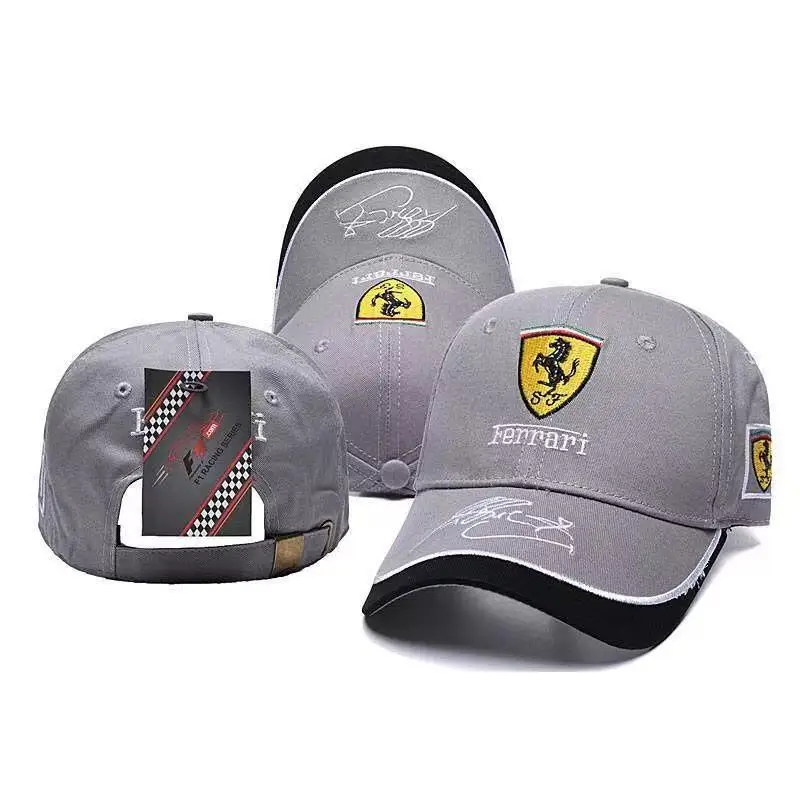 

Fashion Outdoor Sports Car Racing Hat F1 Team Baseball Cap Cotton Embroidered Pattern For Ferrari Badge Man woman Gift Headdress