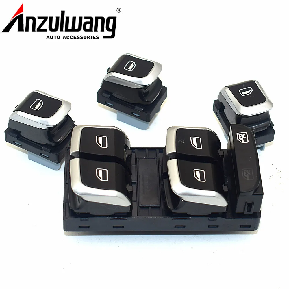 Набор из 4 новых хромированных электронных кнопок управления окном для AUDI A4 S4 B8 Q58