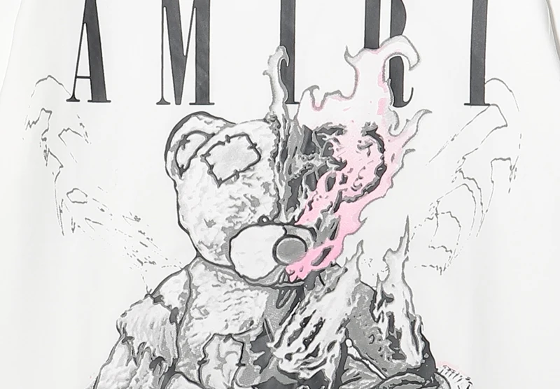 

Street fashion T-shirt 2021 new letter Teddy bear print black and white T shirt Men women 1:1 Best Quality Top Tees