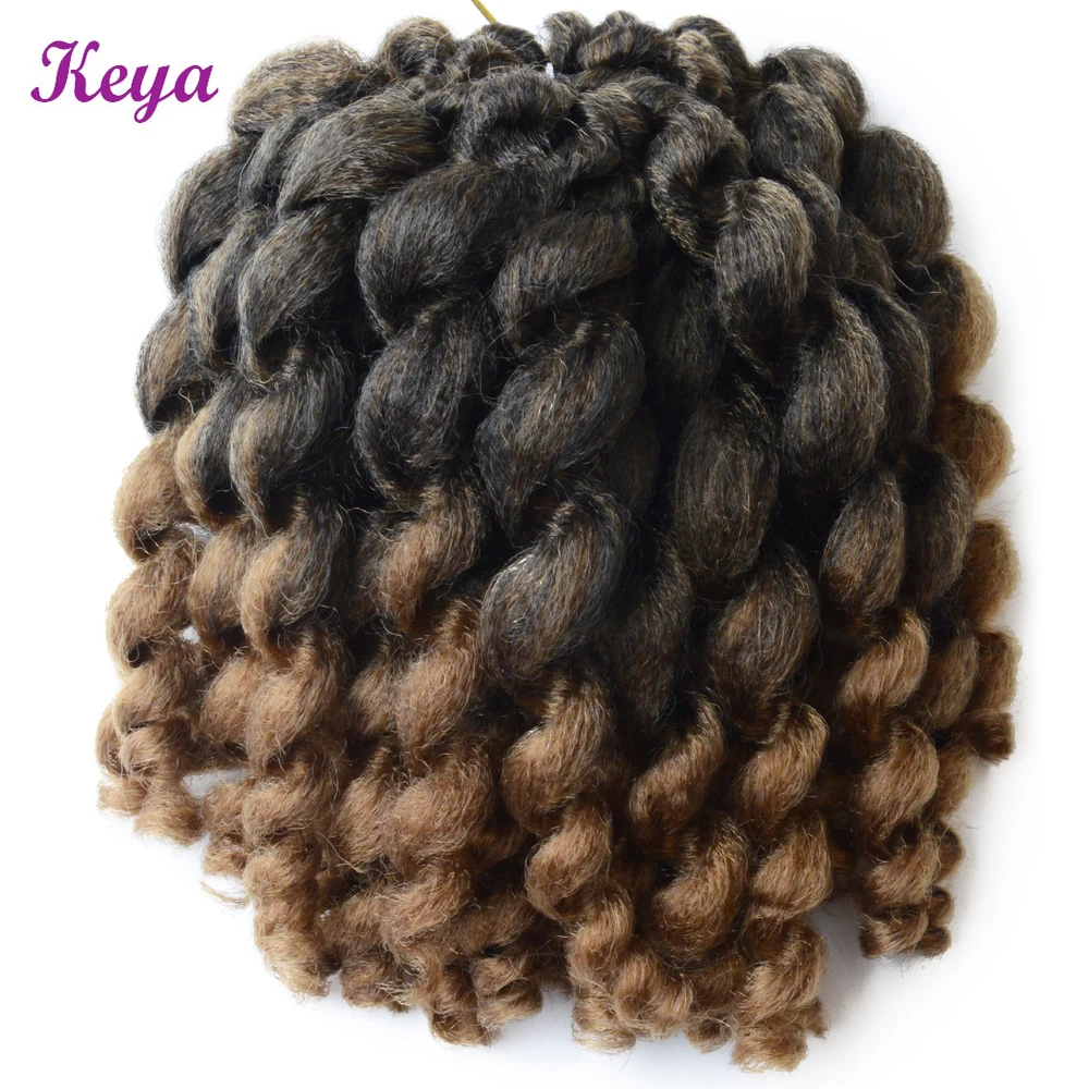 Омбре Jamaican прыжок крючком волосы 8 дюймов Jumpy Wand Curl вязаная тесьма 22 корня