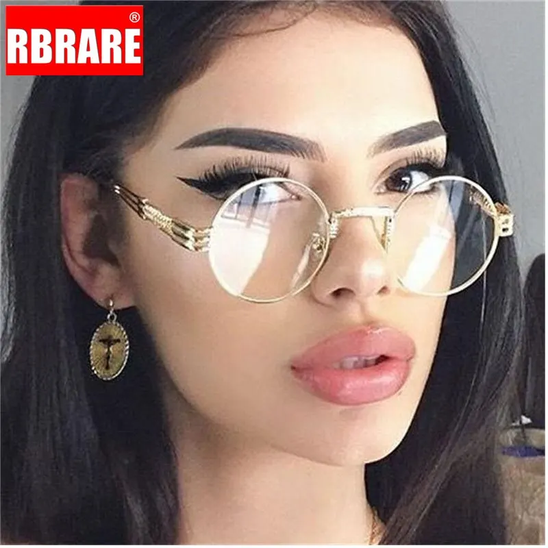 RBRARE паровые панк Солнцезащитные очки мужские металлические круглые оттенки мужские прозрачные солнцезащитные очки хип хоп солнцезащитные очки для женщин мужские готические