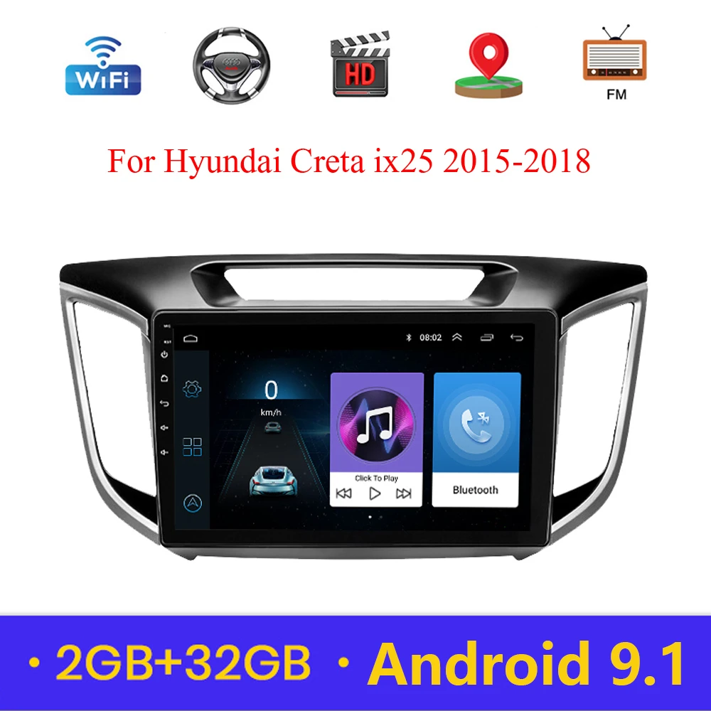 Автомагнитола 2 din на Android 9 1 ГБ + 32 мультимедийный видеоплеер с GPS навигацией Bluetooth