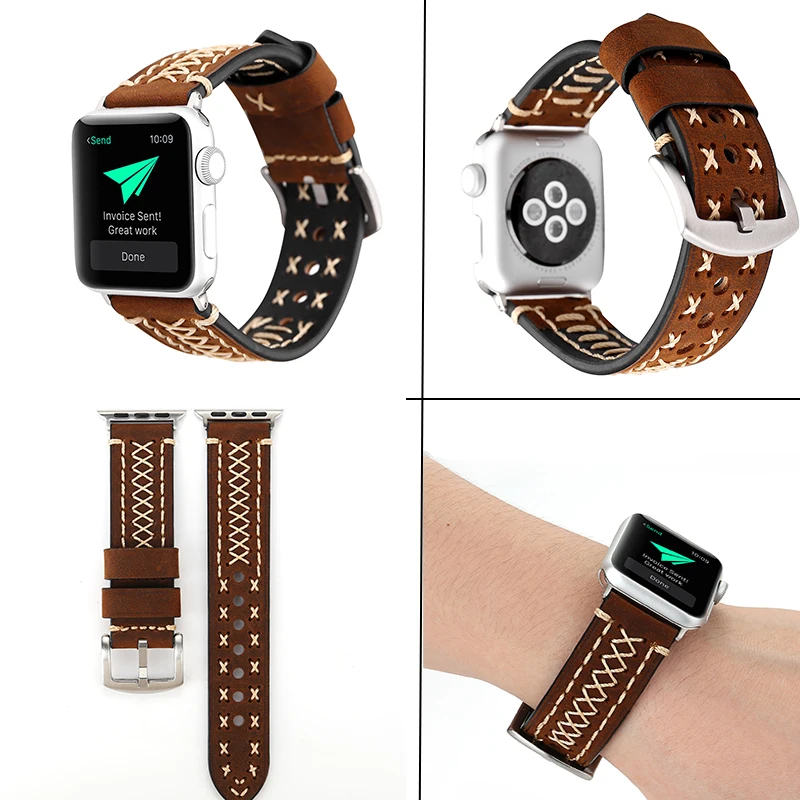 Кожаный ремешок для apple watch band SE 6 5 4 40 мм 44 ремешки iWatch series 3 2 38 42 | Наручные часы