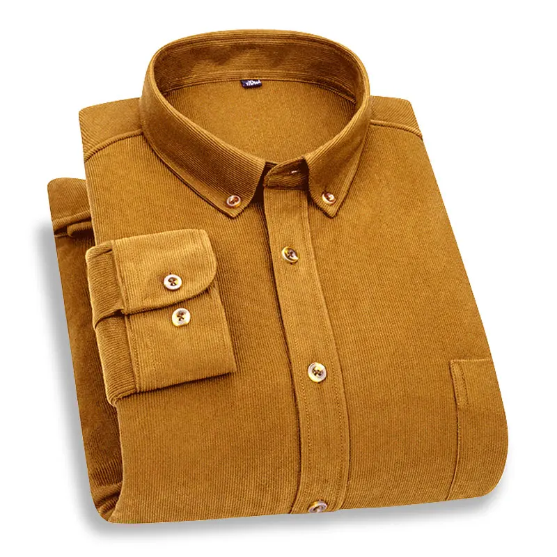 100% Cotton Men Corduroy Shirt Long Sleeve Collar  Comfortable High Quality Smart Casual Shirt For Men