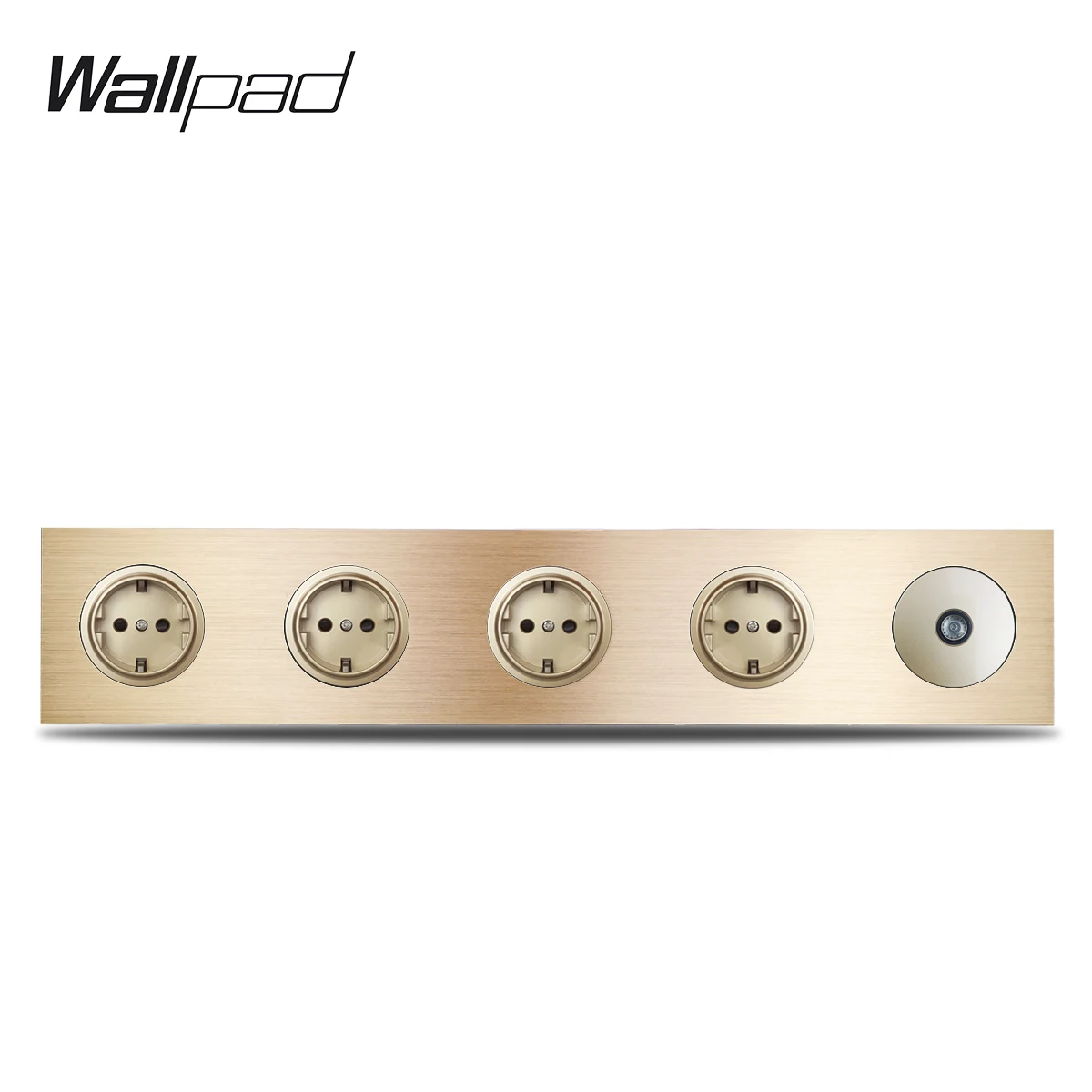 Настенная электрическая розетка Wallpad L6 с 5 рамами золотистая матовая алюминиевая