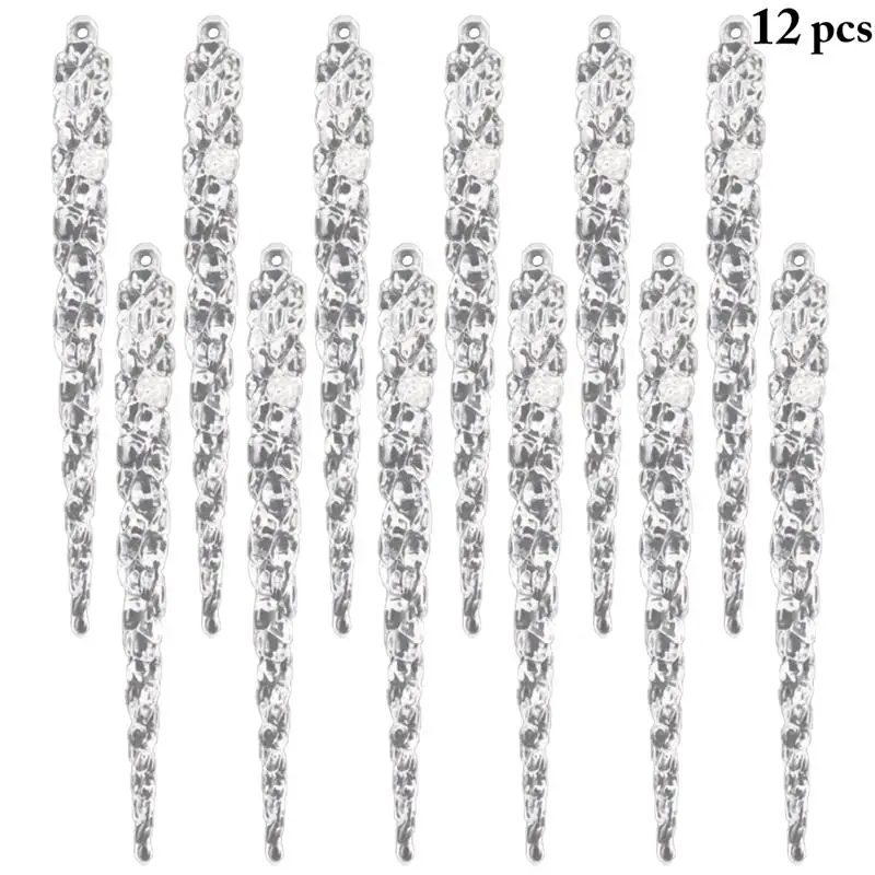 

12 шт./компл. прозрачные рождественские сосульки «сделай сам», подвесные украшения с лентой для рождественской елки, домашний декор