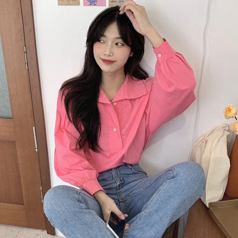 2020 Новое поступление весна ранняя осень блузка рубашка шикарная розовая красная