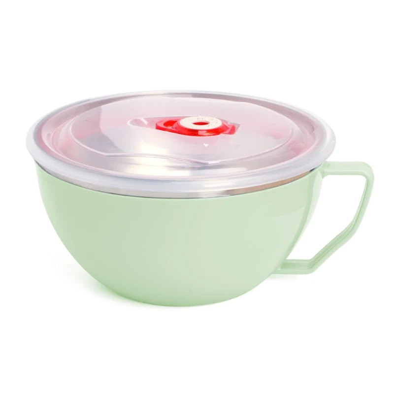 

Stainless Steel Noodle Bowl With Handle Food Container Rice Bowl Soup Bowls P82D