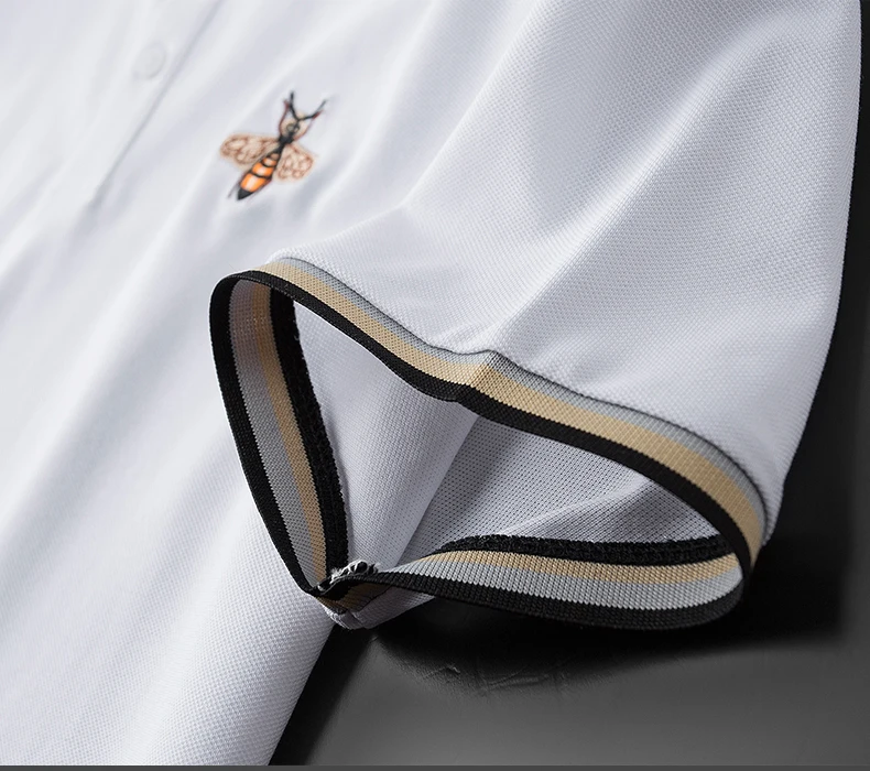 

Bee Embroidered Mens T-shirts Luxury Summer Solid Color Short Sleeve Thin Man T-shirts Fashion Slim Fit Male T-shirts 3xl