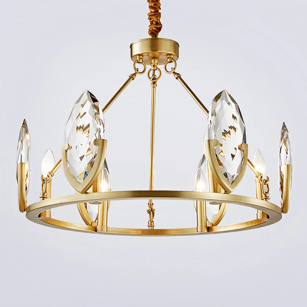 Роскошная хрустальная люстра Современная медная 220 В светильник с подвеской