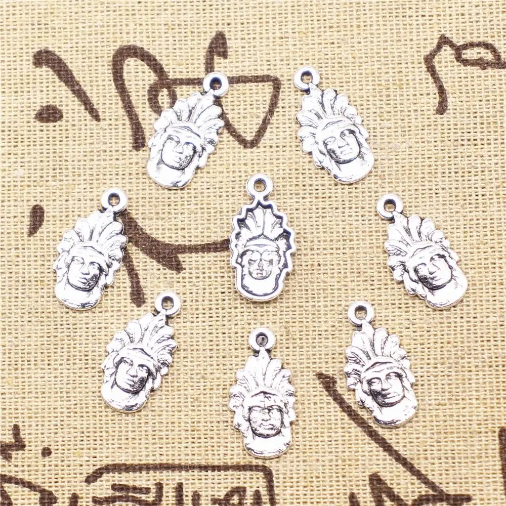 

Cute Charms For Bracelet 20pcs 20x12mm Antique Silver Color Indians Charms