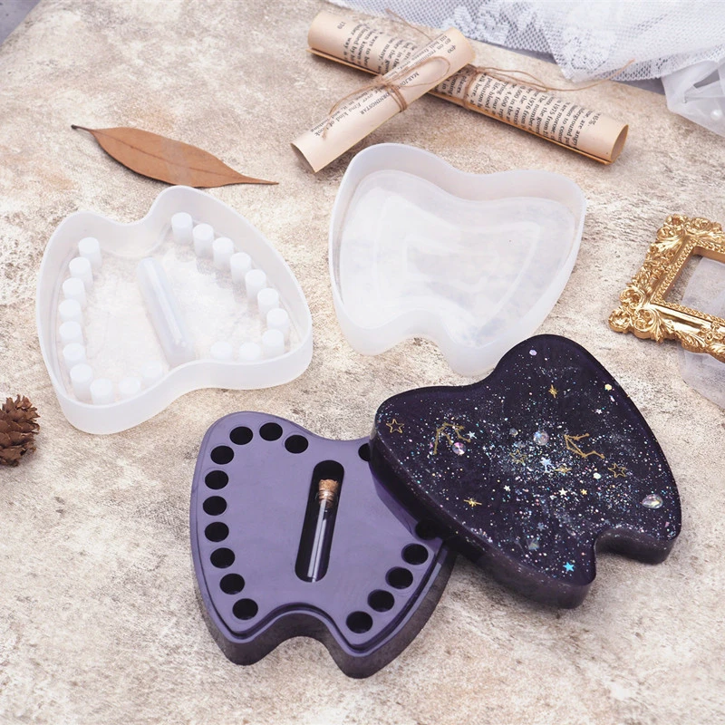 

LOVE'N LV226B Fetal hair bottle silicone mould Baby Tooth Fairy storage Box Resin Mold set for casting memorial case craft