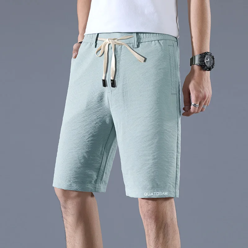 

Summer New Men's Khaki Casual Pants Loose Black Five-Point Pants Straight Ice Silk Thin Section Dark Blue Rust Red Shorts 28-42