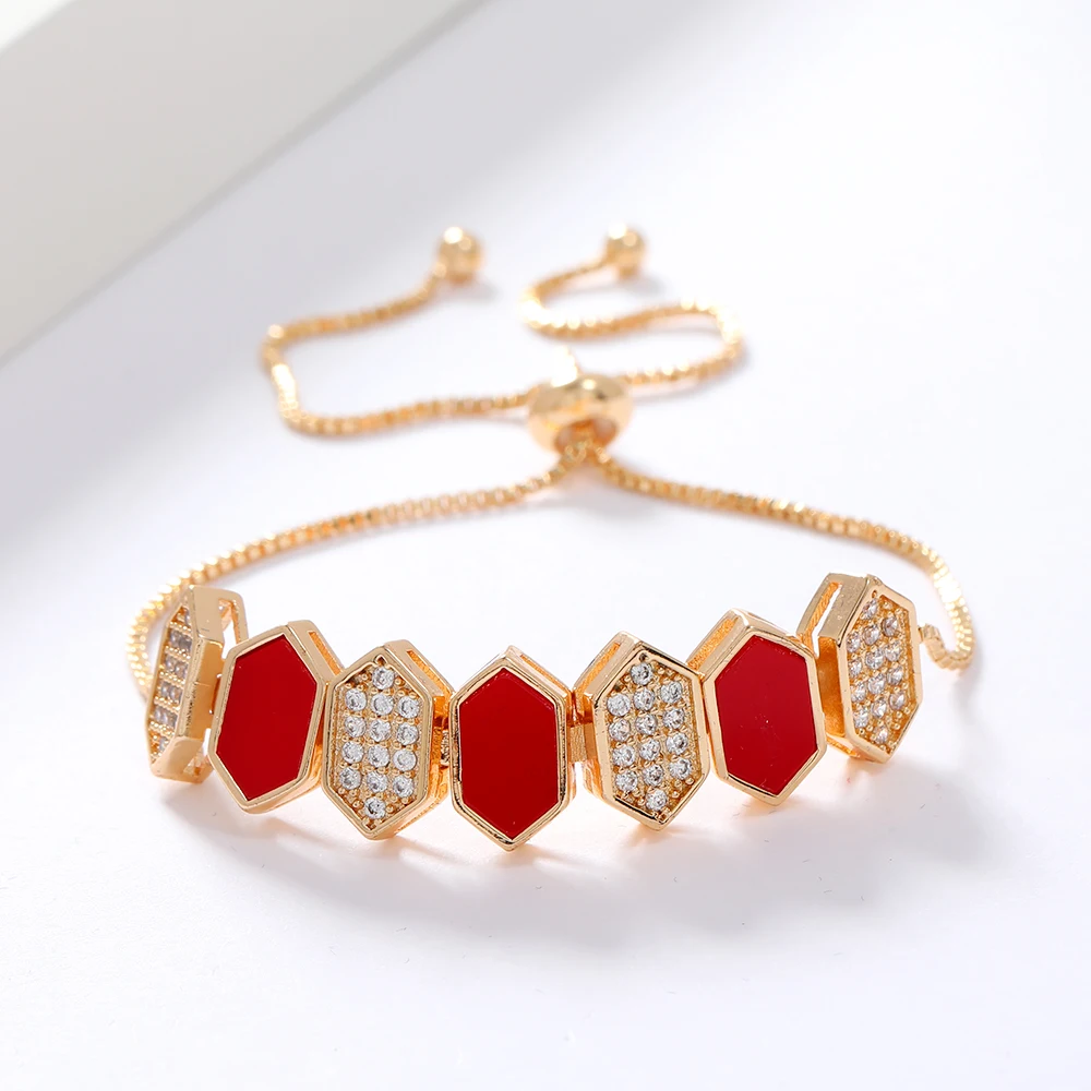 

LUALA Korean Fashion Jewelry Square Box 4 Color Bracelet High Quality Zircon Gold Colour No Black for Two Years Wholesale