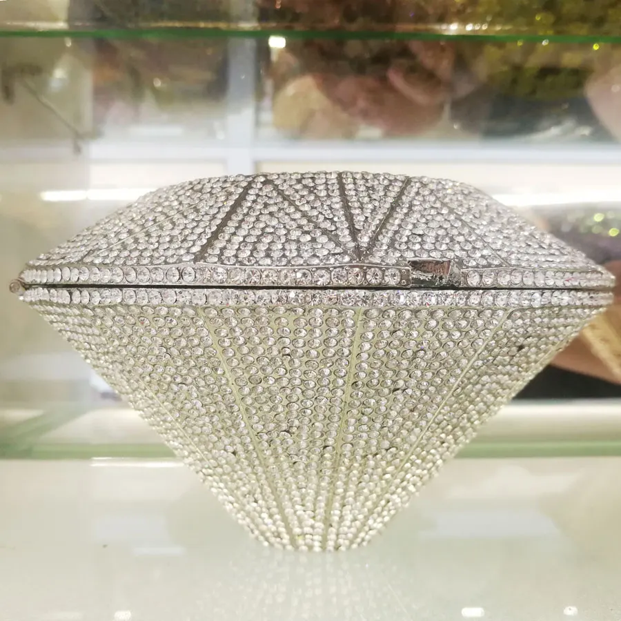 Silver Дизайнерские цветные сумки с кристаллами, геометрические модные роскошные брендовые клатчи, женские вечерние сумочки кошелек, сумки SC996 - Цвет: Silver