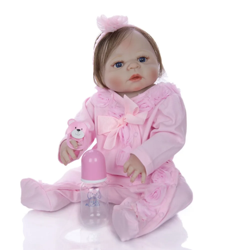 Коричневые/голубые глаза для 55-57 см Кукла реборн гладкие укорененные волосы