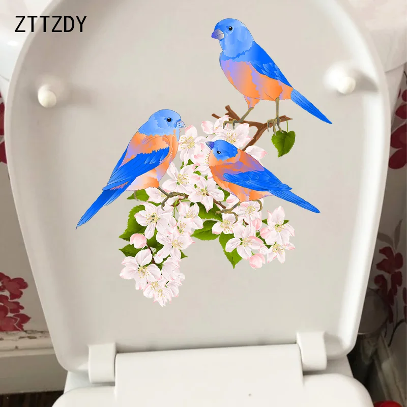 

ZTTZDY 20,9 × 22,1 см с красивым цветочным принтом и птицы WC Туалет украшения настенные Стикеры для декорации дома, T2-1100