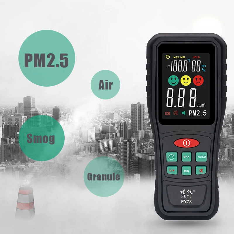 

Цифровой монитор качества воздуха PM2.5, измеритель температуры и влажности, датчик качества воздуха, газоанализатор, цветной экран