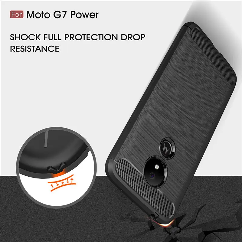 for motorola moto g7 power case brushed carbon fiber texture soft tpu phone case for moto g7 plus g7 play protective back cover free global shipping