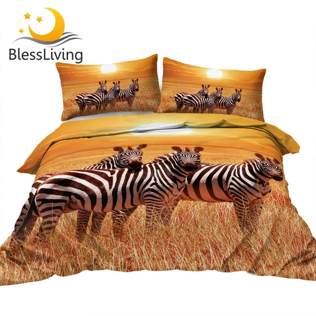 BlessLiving Striped Bedding Rainbow Zebra Duvet Cover Set Queen Size Trendy Wild Animal Bed Set Tropical Bedspread 3pcs Dropship 1