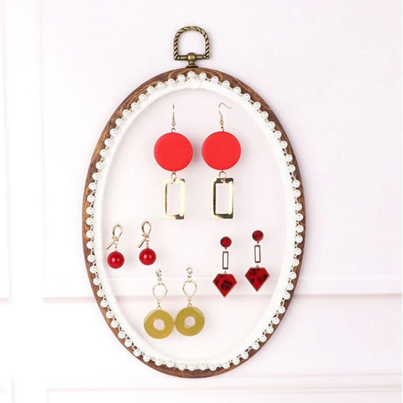 

3Pcs Lace Embroidered Shed Earrings Storage Rack Home Bamboo Jewelry Rack Earrings Ear Jewelry Display Stand