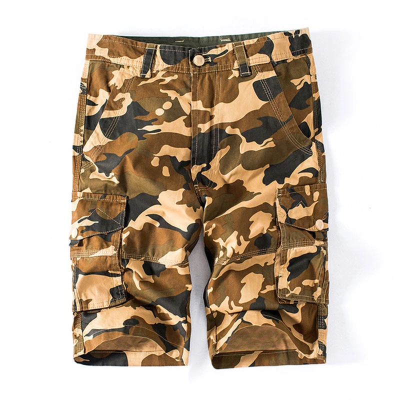 Мужские летние камуфляжные хлопковые шорты дышащие износостойкие шорты-карго