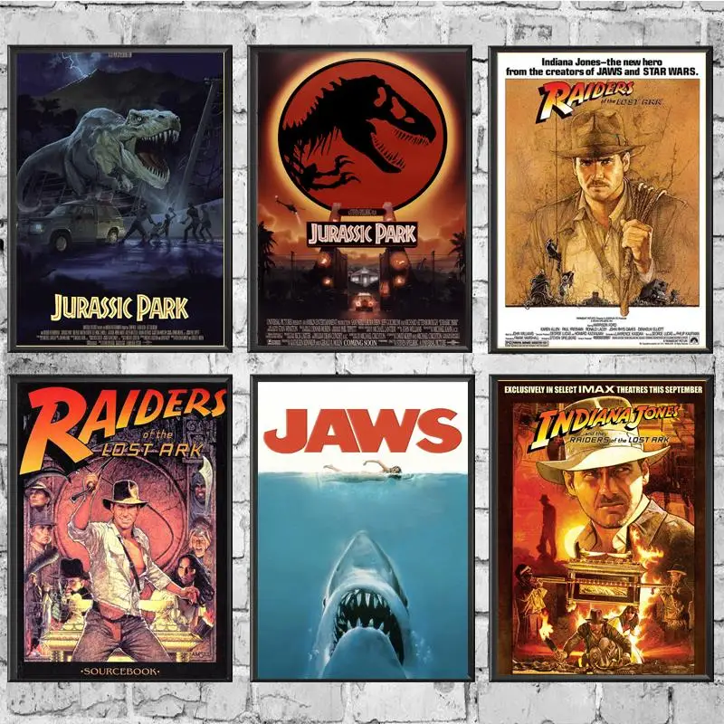 

E.T. /JAWS/The Termina/Jurassic Park Spielberg Movie Posters Painting Coated Poster White Paper For Home Bar Wall Decor/Stickers