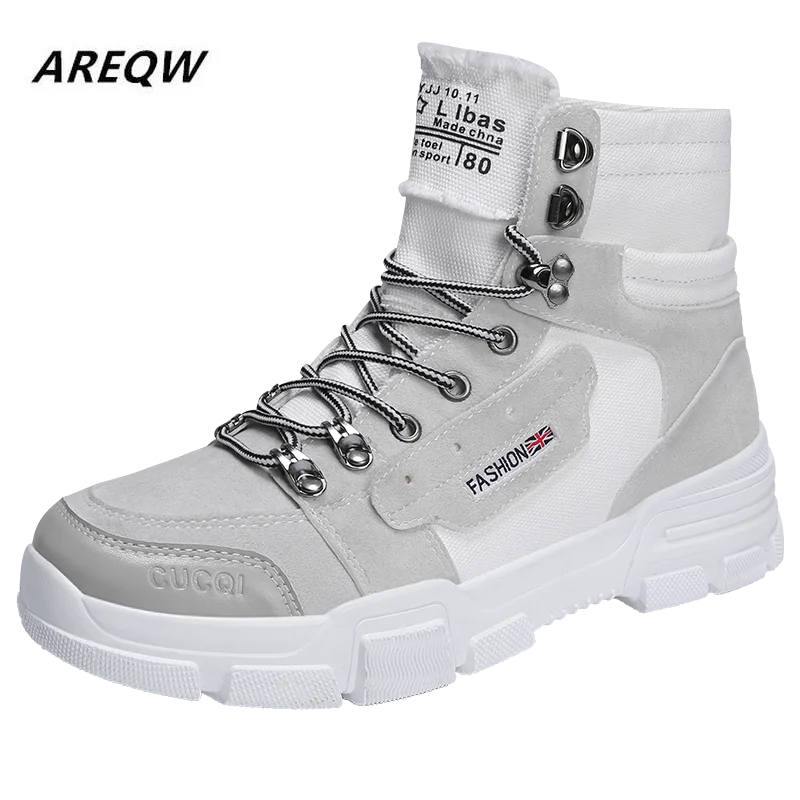 2019 Мужская Спортивная обувь парусиновая Верхняя теплая шнуровка высокие