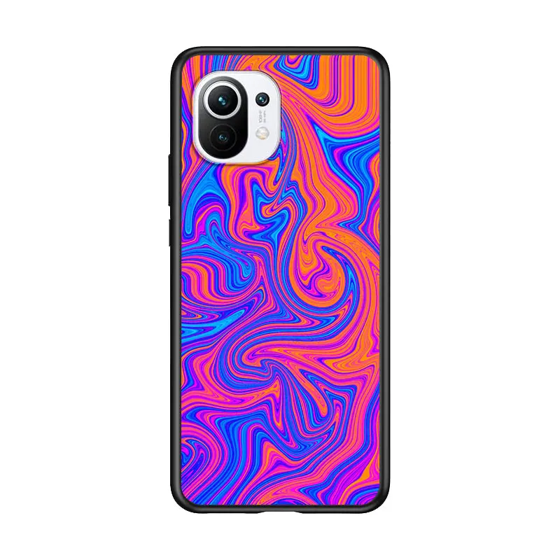 

Aesthetics marble neon art for Xiaomi Mi 11 10T Note 10 Ultra 5G 9 9T SE 8 A3 A2 A1 6X Pro Play F1 Lite 5G Black Phone Case