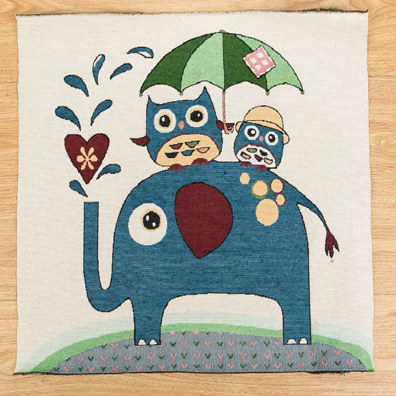 

Cotton and Linen Blended Fabric Auspicious Elephant Pattern Persian Style Positioning Hanging Cloth Pillow Cushion DIY Handmade