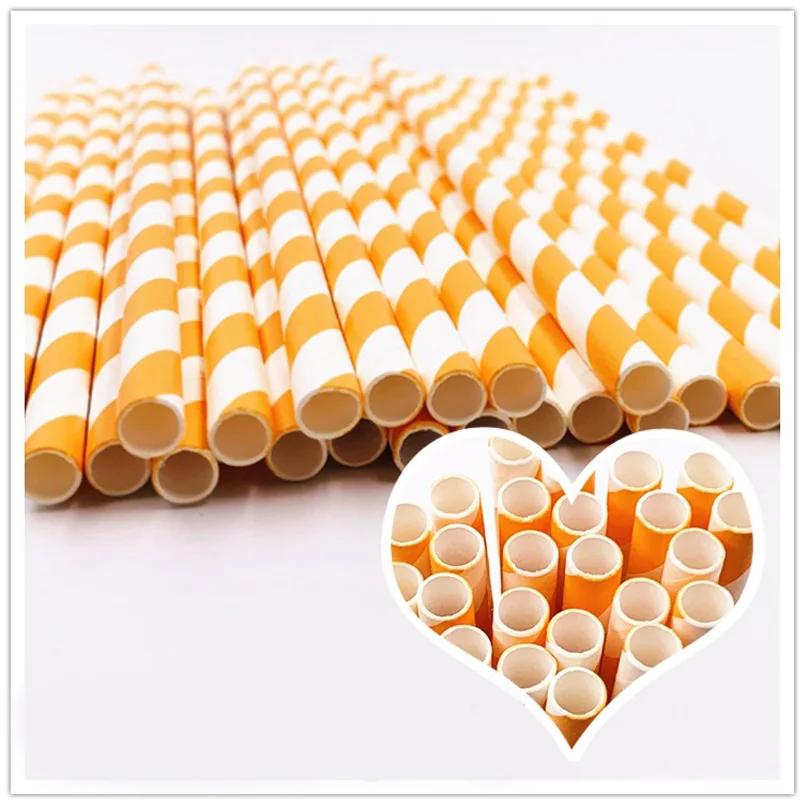 Одноразовые straws25Pcs Еда класс Бумага одноразовая трубочка для питья полосатая